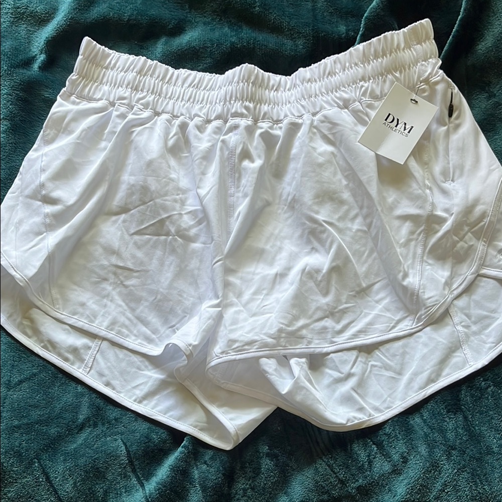 DYM Athletics Crisp White Athletic Shorts with Elastic Waistband